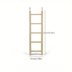 Wooden Parrot Toy Stand with Hamster Ladder