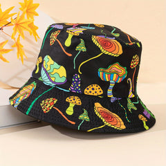 Men's Mushroom Print Bucket Hat Lightweight Breathable Sun Fishing Beach Hat