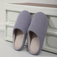 Cozy Striped House Slippers for Men Winter Shoes