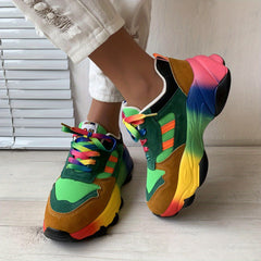 Women's Colorful Lace Up Mesh Sneakers Non Slip Sport Shoes