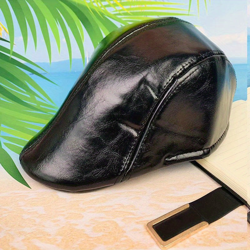 Unisex Leather Peaked Cap Casual Summer Outing Hat