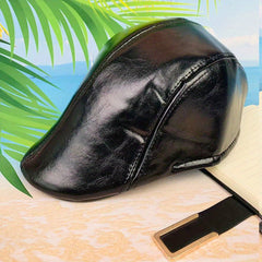 Unisex Leather Peaked Cap Casual Summer Outing Hat