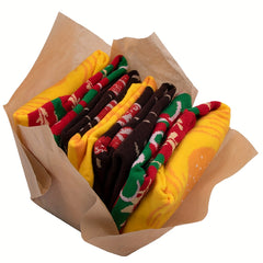 3 Pairs Hamburger Socks Funny Novelty Mid Tube Stockings