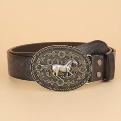 Embossed Leather Belt Vintage Casual Business Belt Men