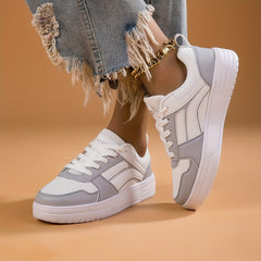 Women's Colorblock Skate Shoes Casual Lace Up Outdoor Sneakers