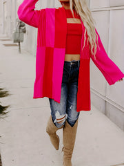 Colorblock Long Sleeve Open Front Cardigan