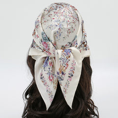 Floral Print Scarf Shawl Neckerchief Head Wrap Hair Accessories