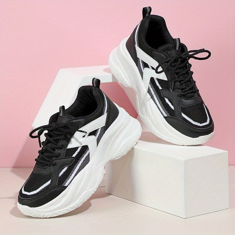 Women's Mesh Chunky Sneakers Lace Up Platform Shoes