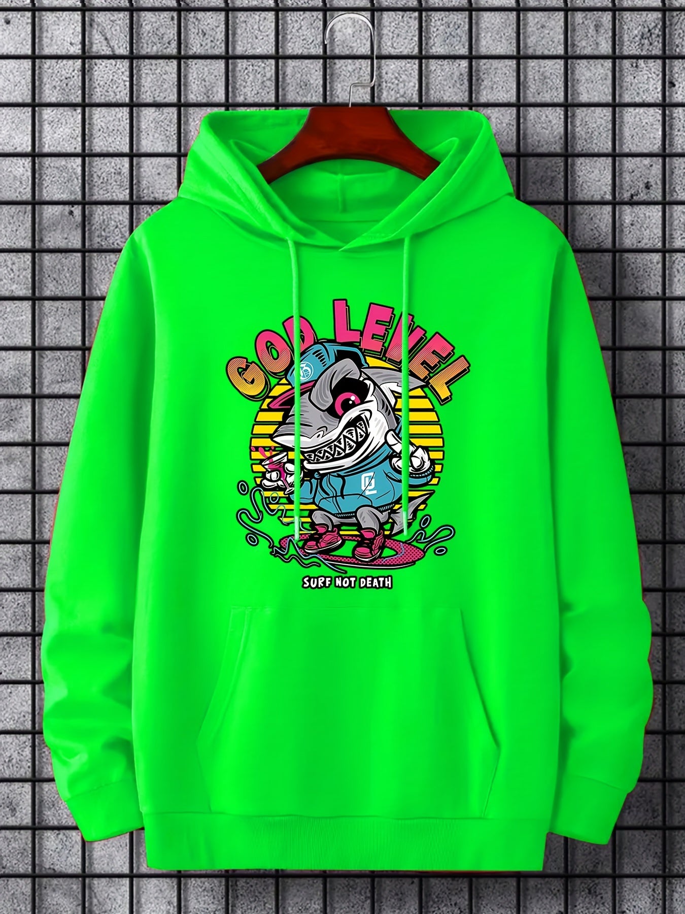 Anime Shark Print Hoodie for Men