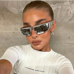 Y2K Wrap Sunglasses Cyberpunk Mirror UV400