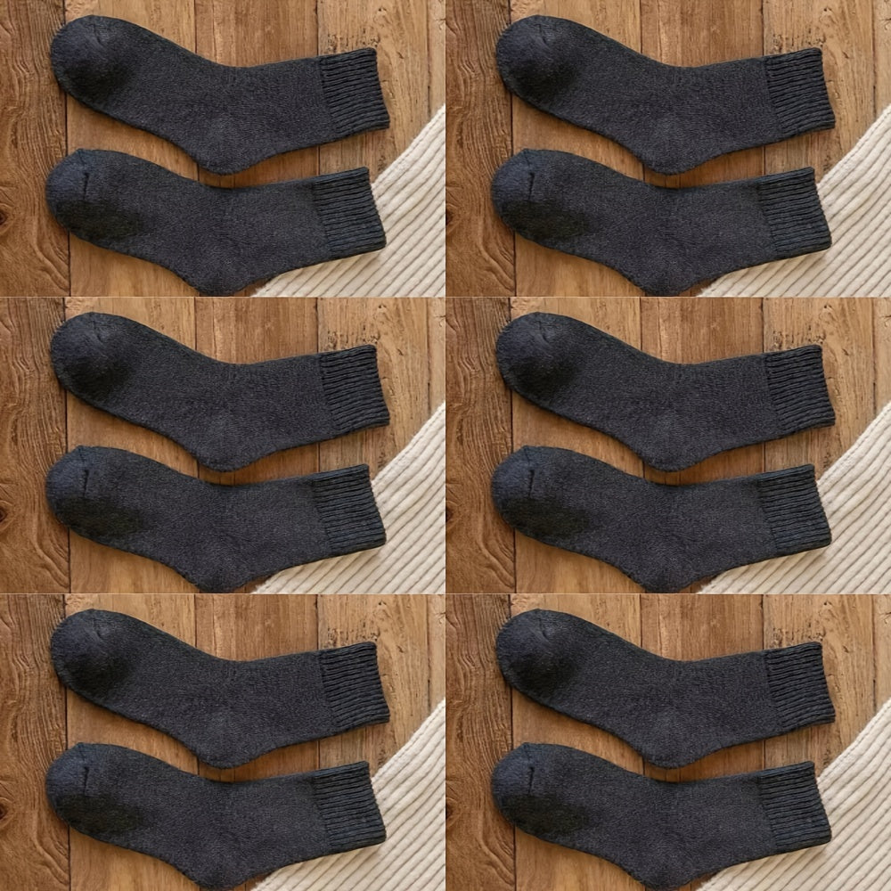 12 Pairs Velvet Cashmere Warm Socks Winter Crew Anti-bacterial Soc