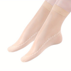10 Pairs Solid Crew Socks Women Stockings