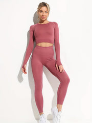 Yoga Set Crop Top & High Waist Leggings Women's Activewear
