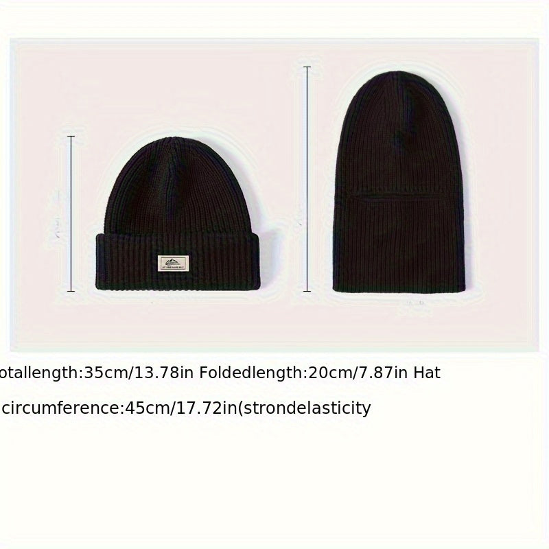 Winter Knitted Beanie Hat with Ear Protection Velvet Warm Balaclava Face Mask