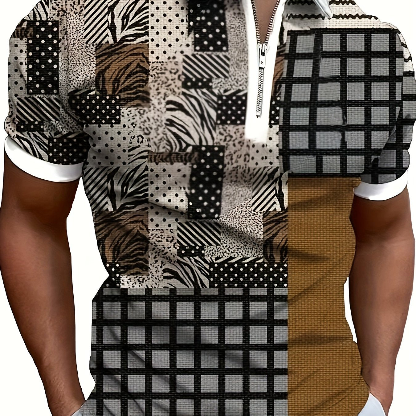 Men's Vintage Lapel Zipper Shirt for Fitness