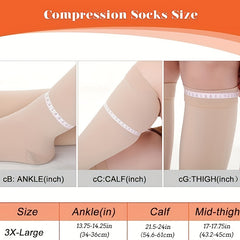2 Pairs Plus Size Compression Socks 15-20 mmHg for Circulation Support