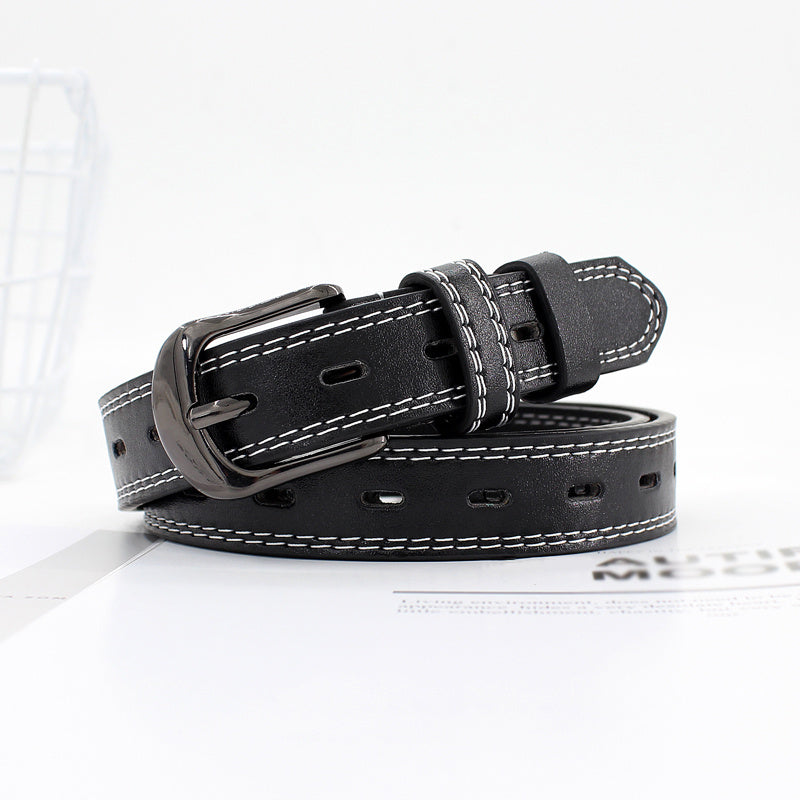 Stylish Pin Buckle Belt Hollow Out Thin PU Leather Casual Belt