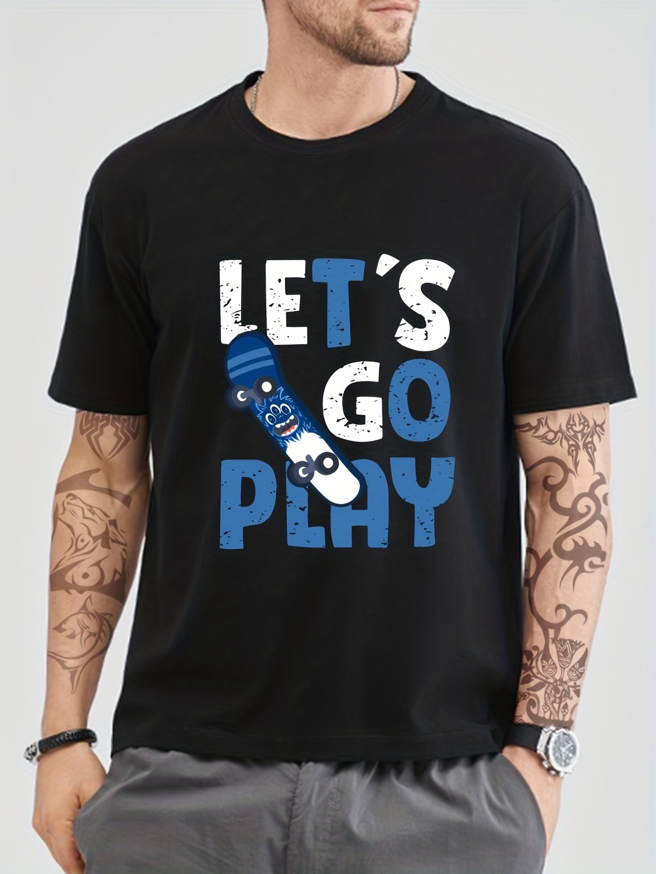 Men's Graphic Crew Neck T-shirt LET'S GO TO PLAY