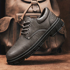 Men's Faux Leather Flat Shoes Non Slip Casual Walking Shoes