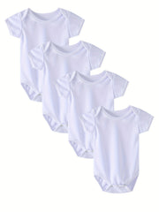 4pcs Baby Girls & Boys Short Sleeve Onesie Set Clothes
