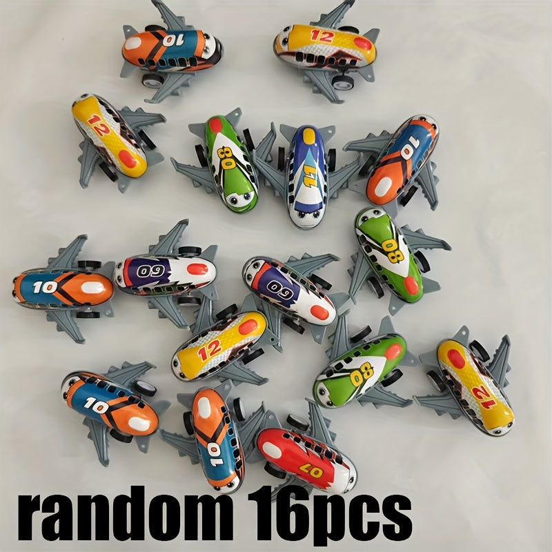 8 Mini Cartoon Metal Pull Back Airplane Toys for Kids' Party Carnival Presents