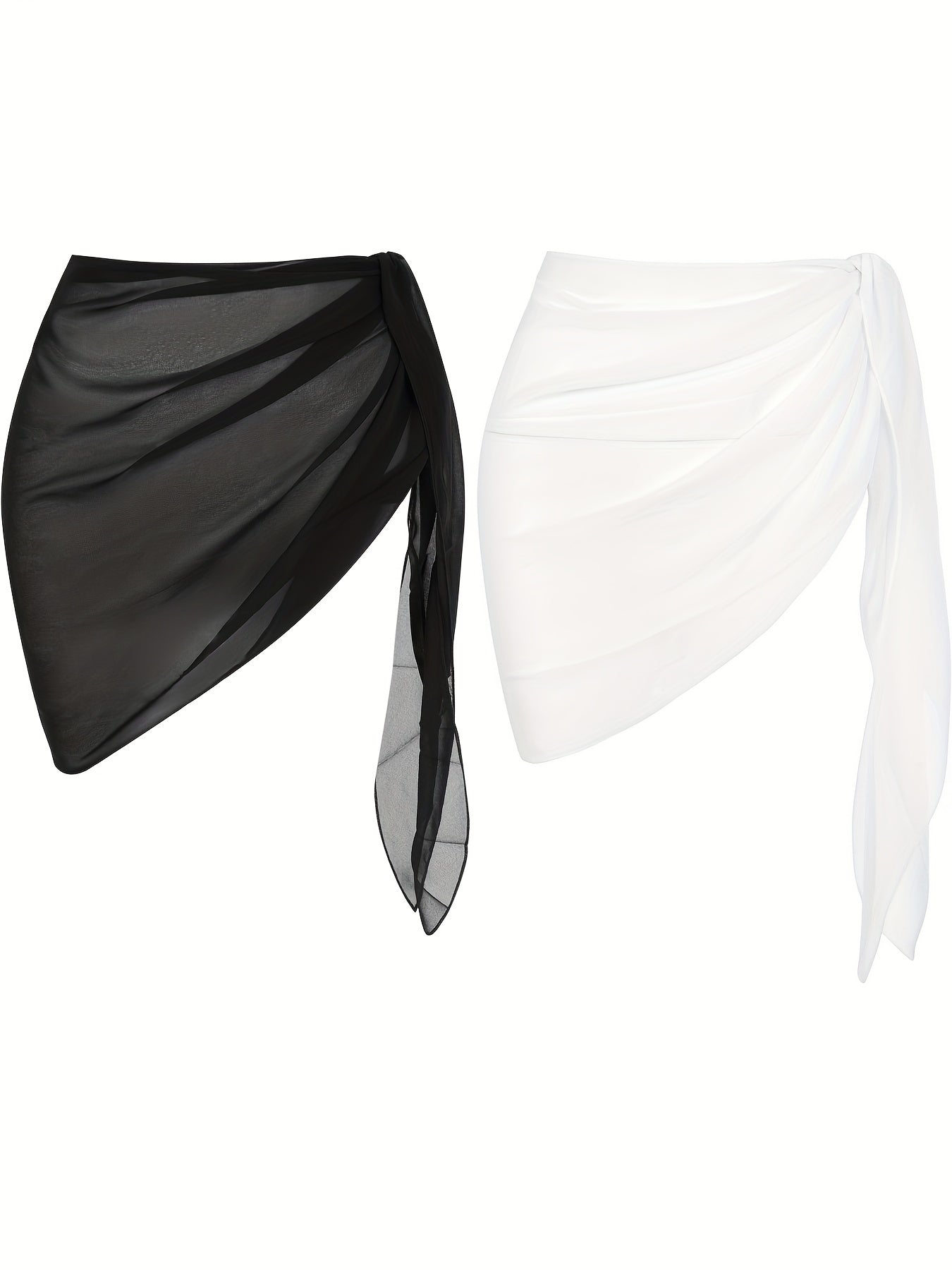 Solid Beach Wear Sarong Skirts 2 Pack Vacation Summer Mini Skirts