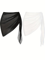 Solid Beach Wear Sarong Skirts 2 Pack Vacation Summer Mini Skirts