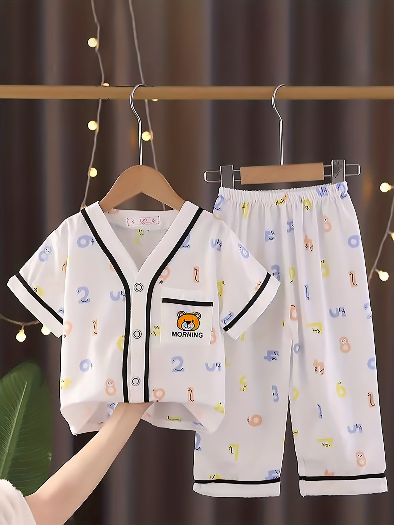 Toddler Pajamas Set Summer Short Sleeve T-shirt & Car Printed Trousers