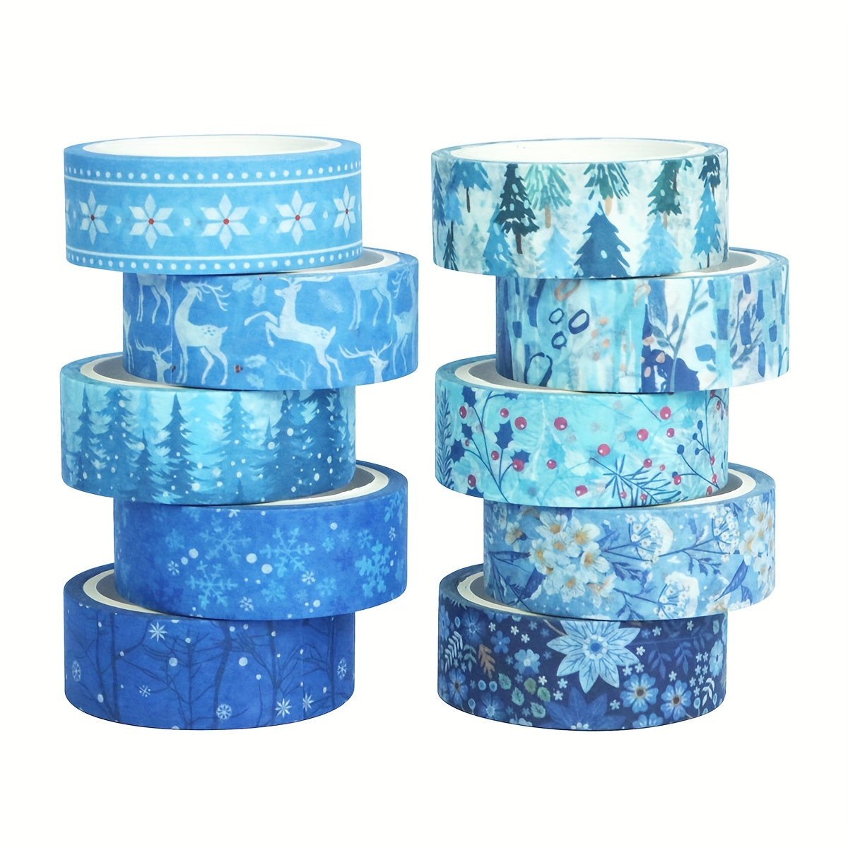 10pcs Winter Collection Washi Tape Set Snowflake Decorative Tape