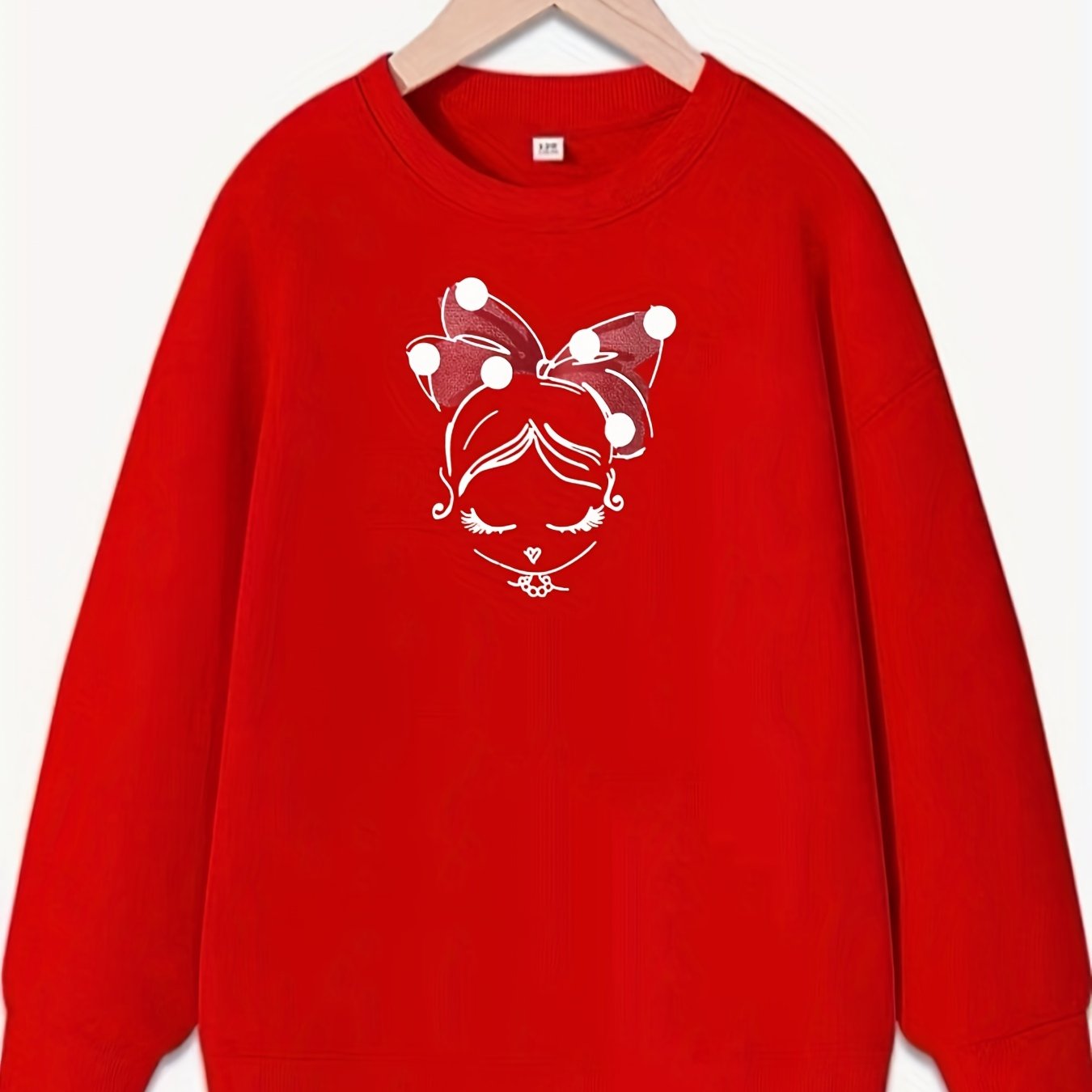 Girls Portrait Graphic Crew Neck Sweatshirt - Long Sleeve Pullovers