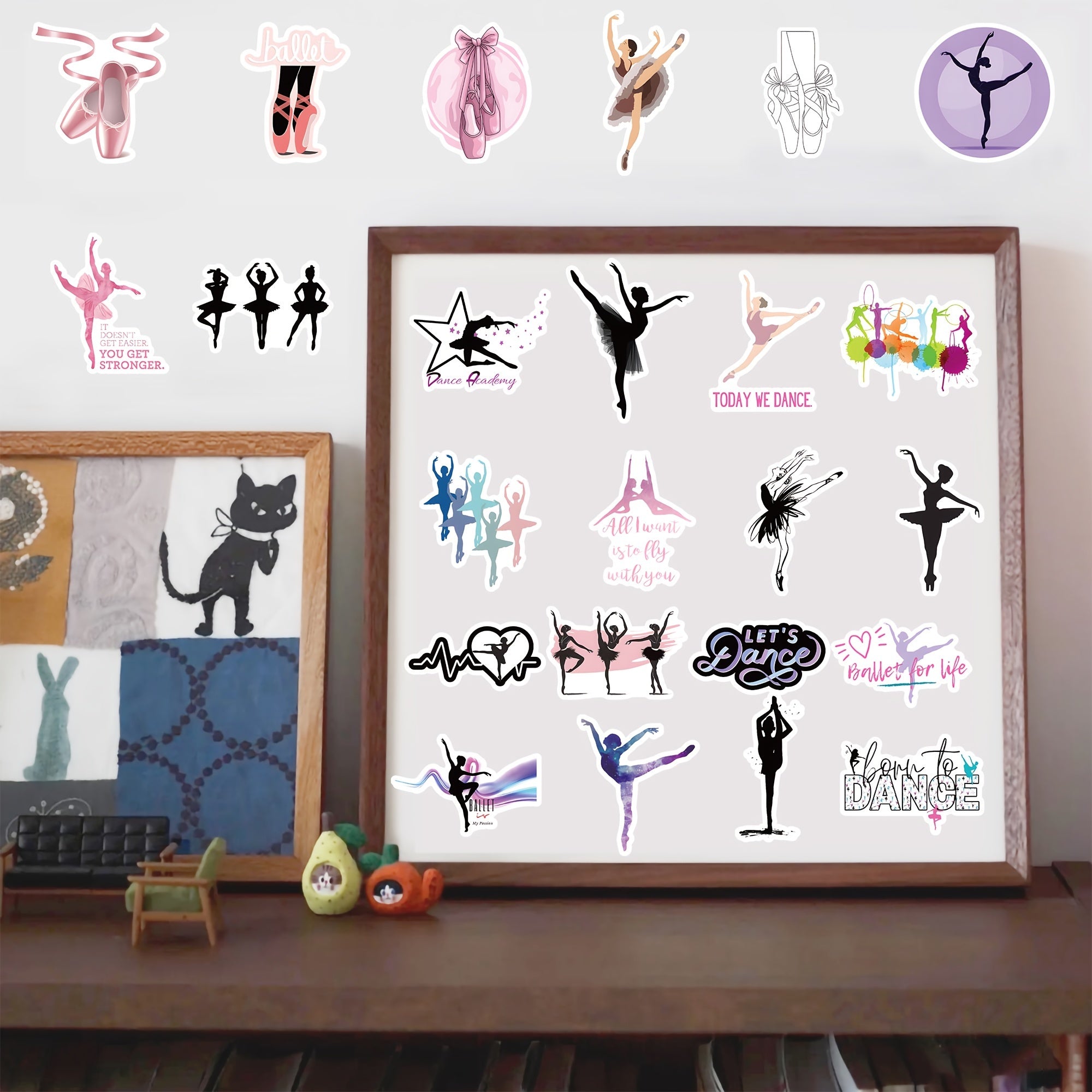 50pcs Ballet Waterproof Stickers for Water Bottle Phone Laptop