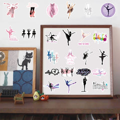 50pcs Ballet Waterproof Stickers for Water Bottle Phone Laptop