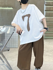 Boy's 2pcs T shirt & Pants Set Number 7 Print Short Sleeve Top Clash Casual Outf