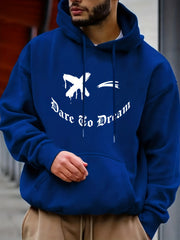 Smile & Dare Print Hoodie Men's Graphic Pullover Hooded Sweatshirt