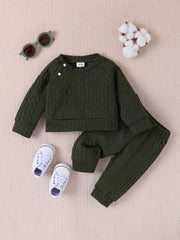 Unisex Baby Cable Knit Sweater & Pants 2pcs Outfit