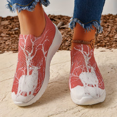 Christmas Women's Reindeer Pattern Soft Sole Sports Shoes