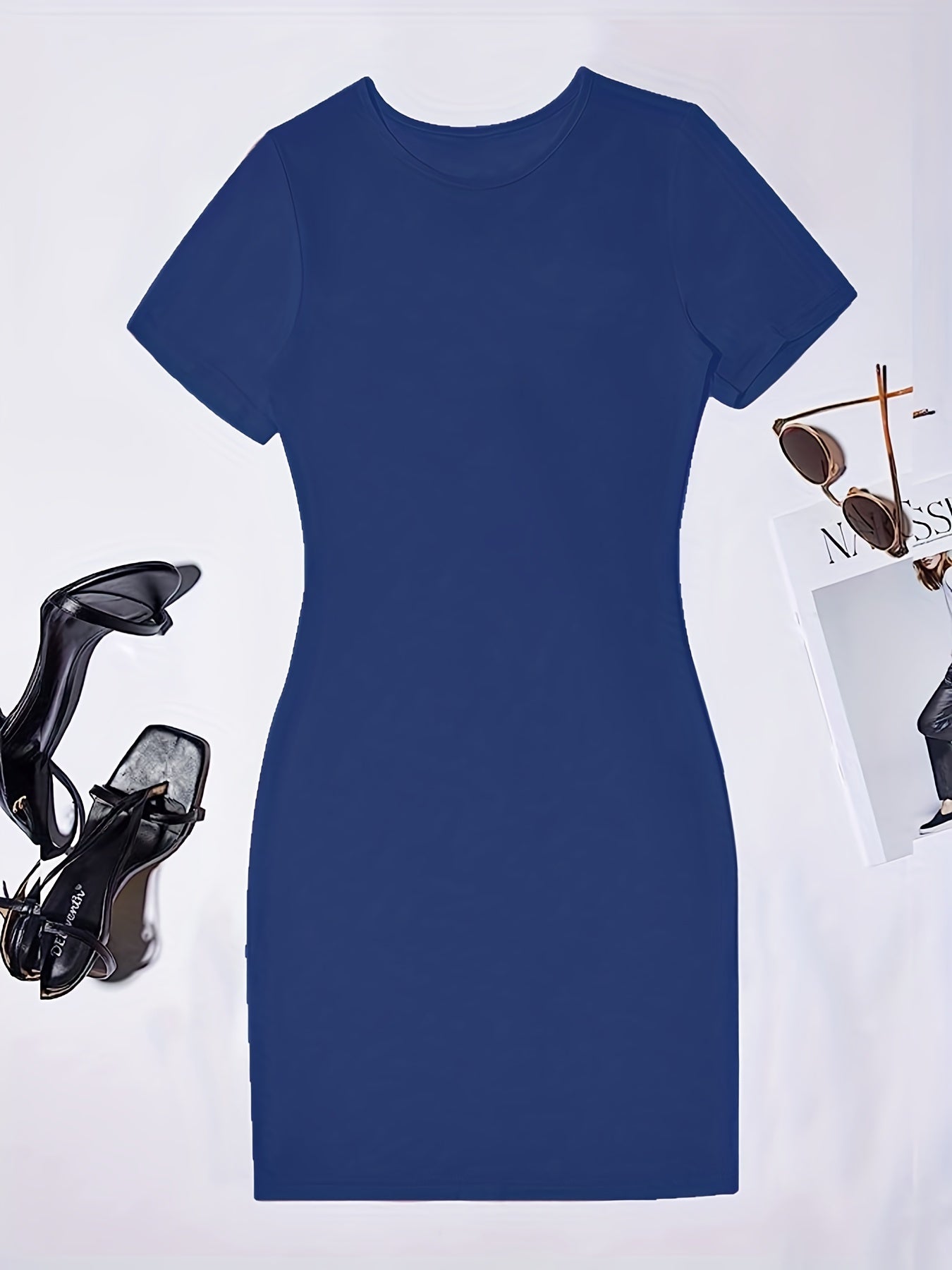 Short Sleeve Bodycon Tee Dress Crew Neck Casual