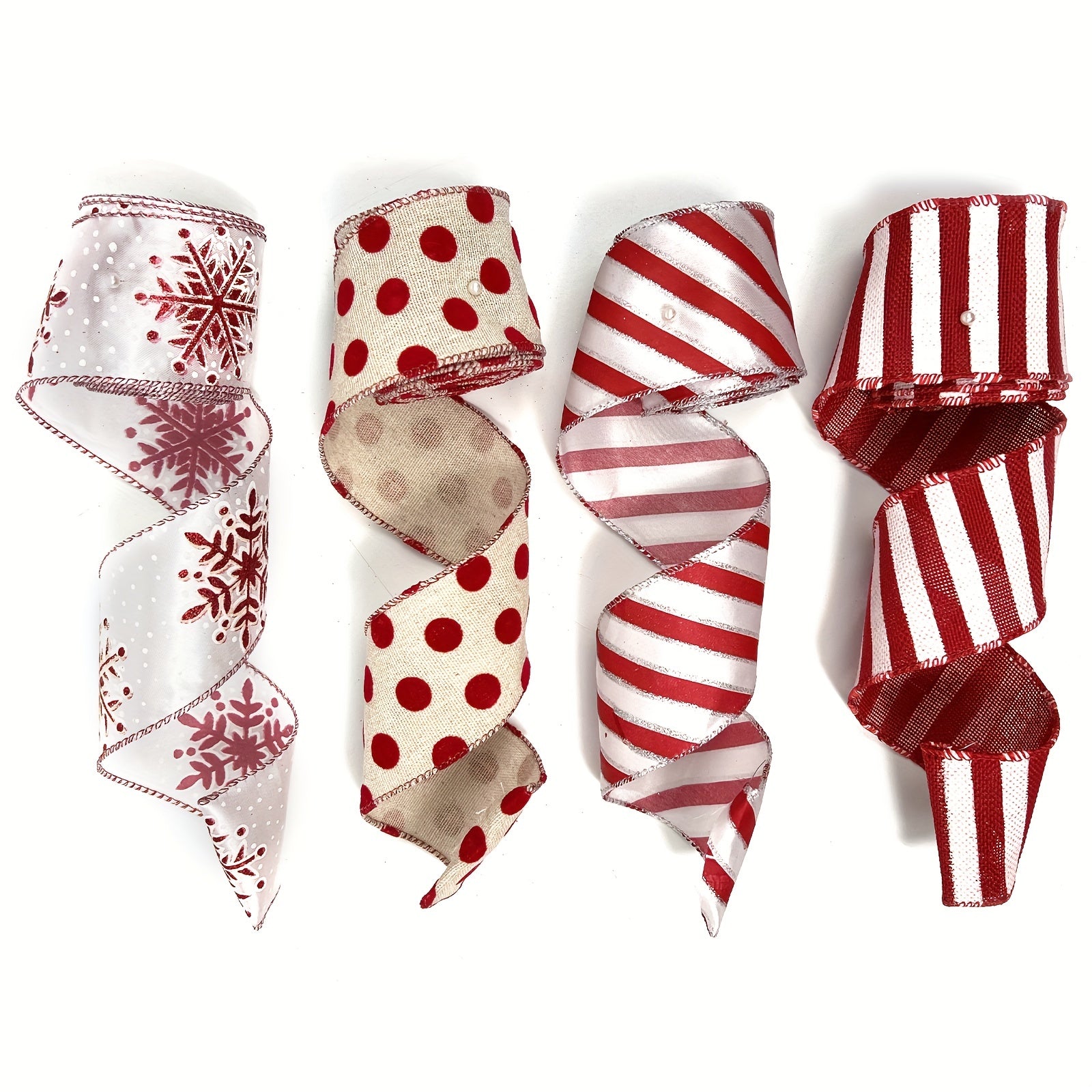4.57m Christmas Wired Edge Ribbons Red/Stripes Ribbon Candy Cane DIY Craft
