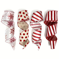 4.57m Christmas Wired Edge Ribbons Red/Stripes Ribbon Candy Cane DIY Craft