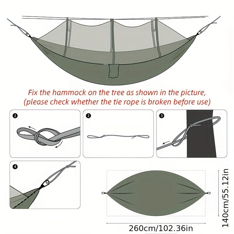 Double Camping Hammock with Mosquito Net - Lightweight & Durable