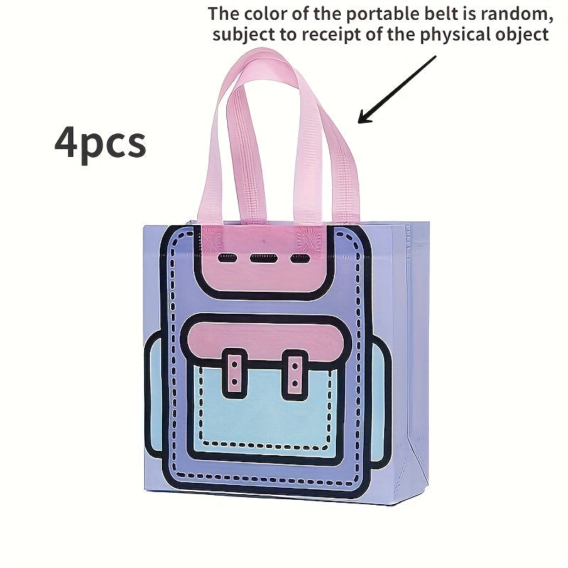 4pcs Portable Non-woven Bag Snack Bag Kindergarten Cartoon Gift Bag