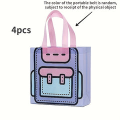 4pcs Portable Non-woven Bag Snack Bag Kindergarten Cartoon Gift Bag