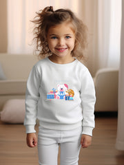 Merry Christmas Print Bear Graphic Crew Neck Long Sleeve Sweatshirt Kids