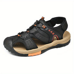 Men's Closed Toe Platform Sandals with Adjustable Hook And Loop Fastener