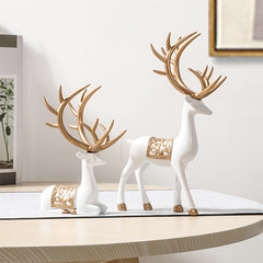 Modern Deer Wine Cabinet Set, Golden Light Style, 2pcs