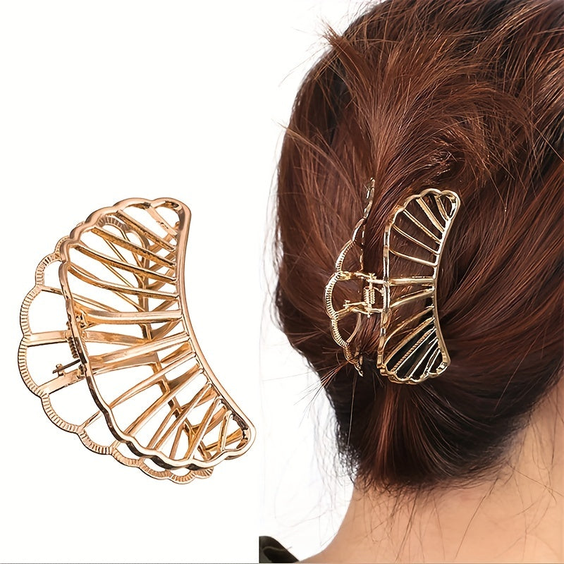 2pcs Metal Hollow Hair Claw Style Hair Claw Nonslip Ponytail Hol