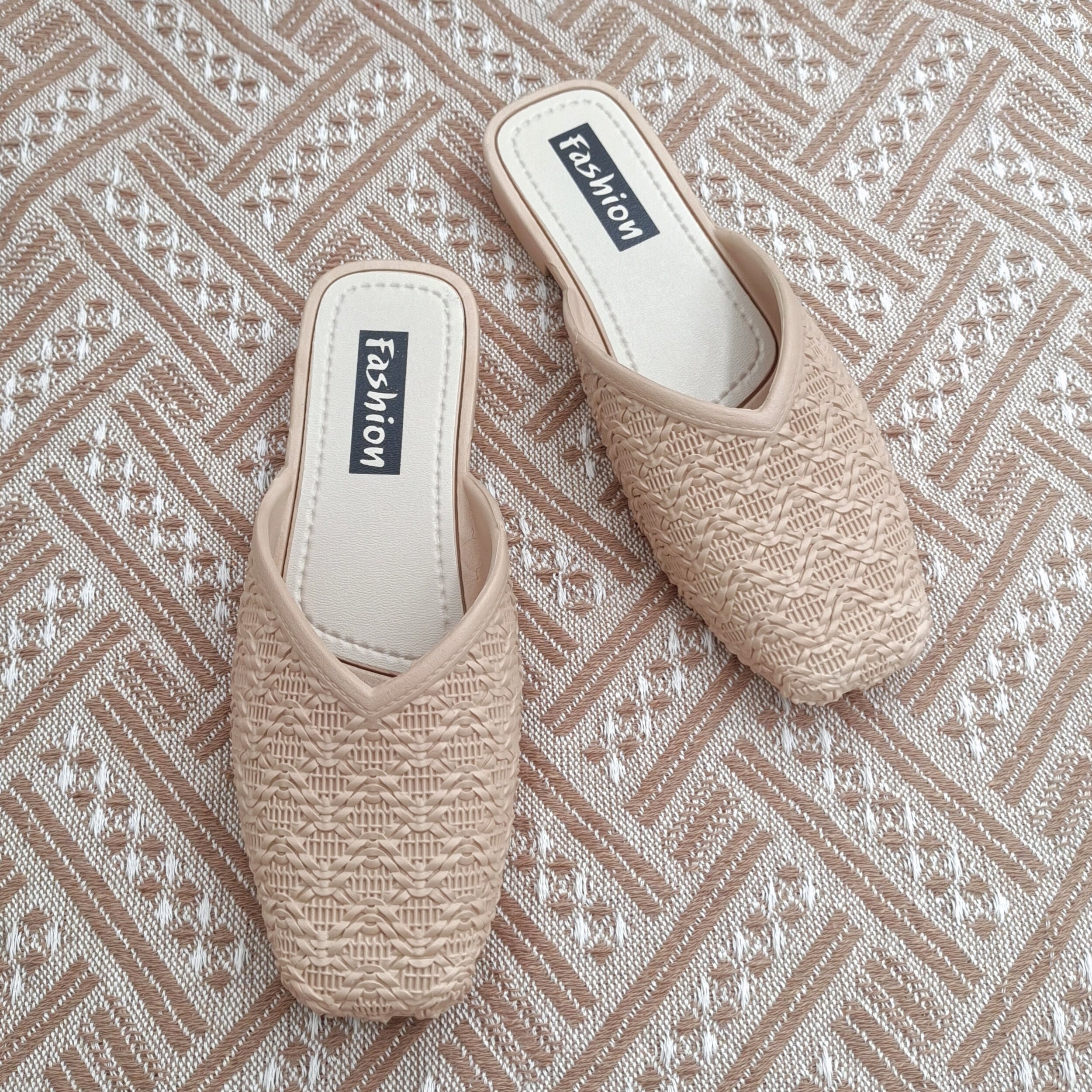 Women's Square Toe Flat Mules Slip On Shoes