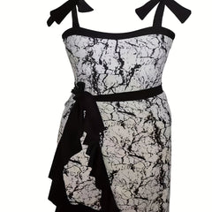 Modest Tankini Set Marble Print Swimsuit & Cover Up Skirt Two Piece