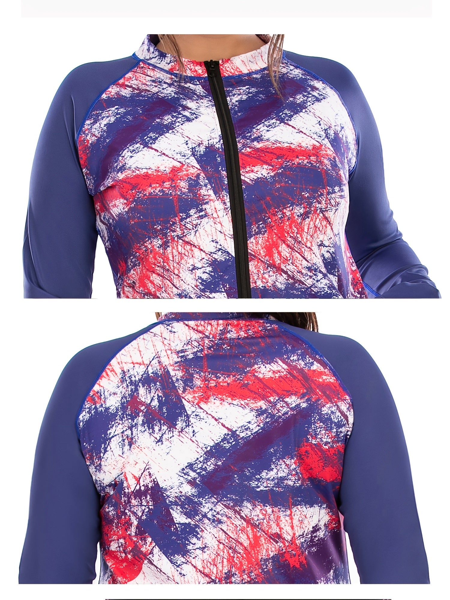 Tie Dye Zip Up Sports Top with Pockets