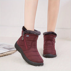 Solid Waterproof Boots Velvet Warm Snow Fuzzy Shoes